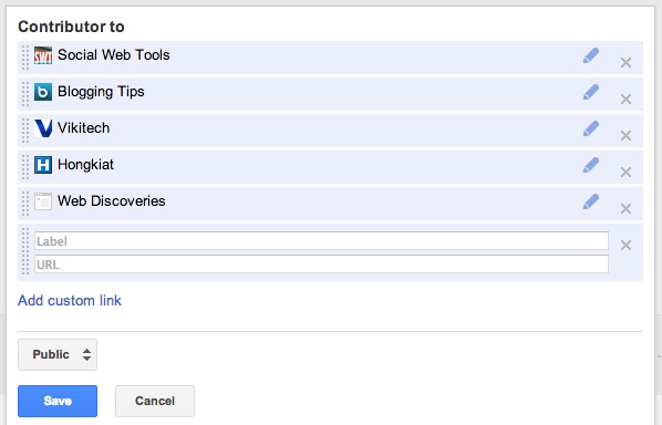 Add your blog link to the Contributor of section in your Google Plus profile.