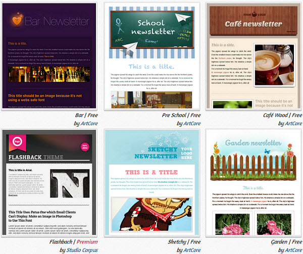 Sample themes for WYSIJA.