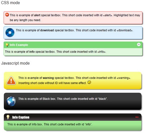 Special Text Boxes WordPress Plugin