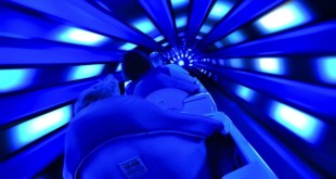 A monorail travelling through a tunnel.