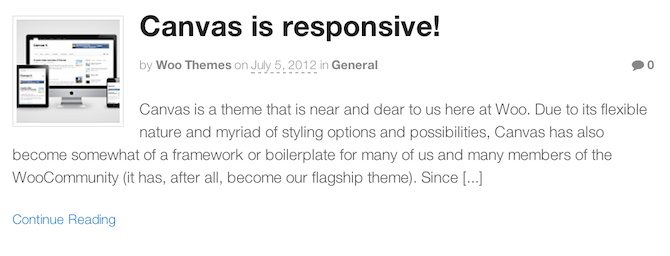 Canvas featured image placement