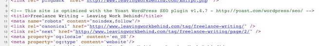 Noindex tags