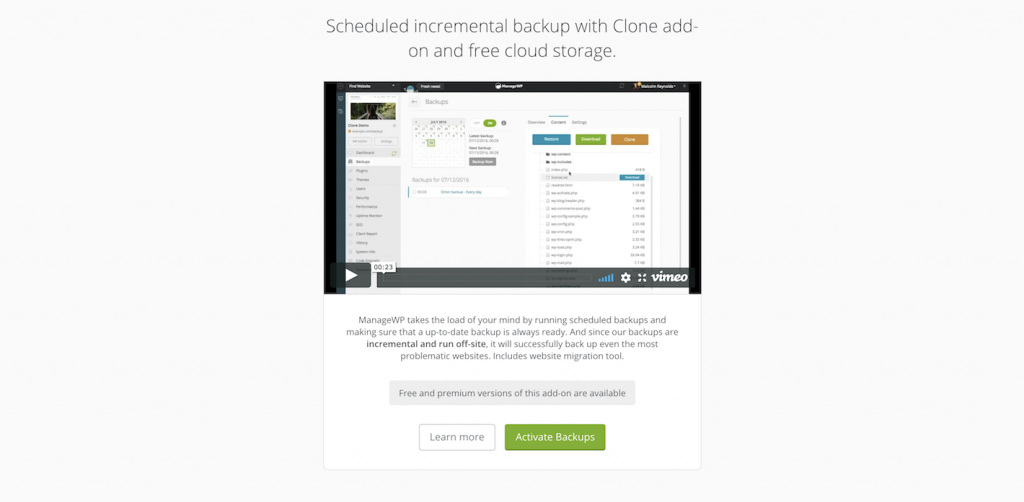 ManageWP Backups