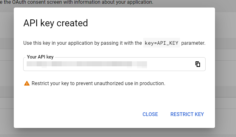 An example API key. 
